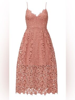 ASTR Rose Dusty Pink Lace Strapless Midi Dress Double Lining